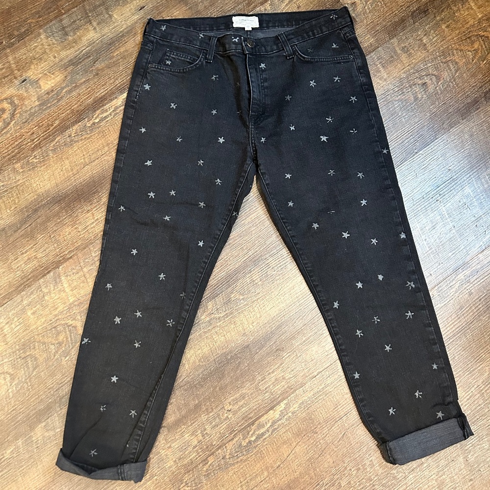 Current Elliott Le Fling Washed Black Jeans with mini silver stars
